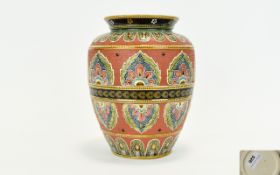 Mettlach Art Nouveau Fine Quality Vase of Fine Proportions, The Applied Enamel Work Is Excellent