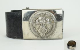 World War II German Hitler Young Belt Buckle and Leather Strap,