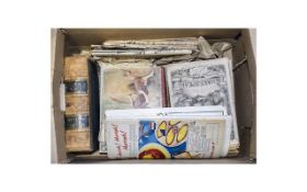 A Box of Ephemera including Cassell's Illustrated Shakespeare, various hard back books,