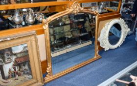 A Large And Impressive Gilt Framed Bevelled Glass Over Mantle Mirror Rectangular mirror in ornate