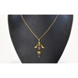 Edwardian Period 9ct Gold Aesthetic Style Open Worked Pendant,