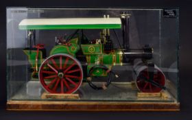 1/16 Model Steam Road Roller with Display Case. c.1970's. 7 Inches High & 12 Inches Wide / Length.