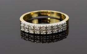 9ct Gold Twin Row Diamond Half Eternity Ring.