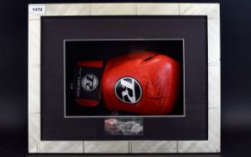 Boxing Interest Signed Joe Calzaghe Glove In Box Frame Red glove,