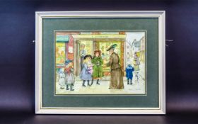 Illustration Interest Original Watercolour By Patience Arnold 1901-1992 'The New Doll' Patience