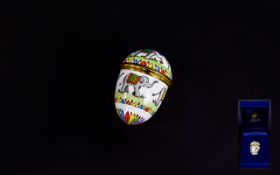 Enamel Easter Egg By Halcyon Days Enamels Small Easter egg trinket with screw top lid intricately