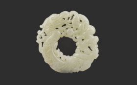 Antique Period Carved Chinese White Jade Foreigner Pendant of Very Fine Quality. From a Private