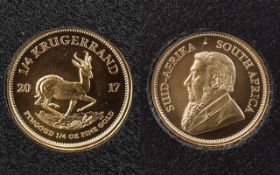 Jubilee Mint - Ltd Edition South African 22ct Gold 1/4 oz Krugerrand. Uncirculated Coin.