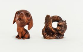 Contemporary Carved Netsuke Two in total,
