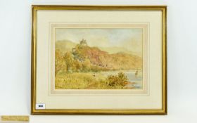 Ward Heys - Late 19th Century - Early 20th Century Artist - Titled ' Marksburg Castle ' On The
