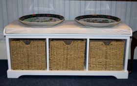 Shabby Chic Window Seat with 3 Wider Baskets. 4 Foot Long & 20 Inches High.