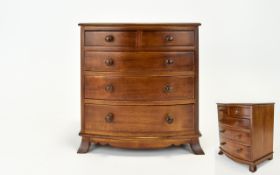 A 20th Century - Well Crafted Handmade Wooden Miniature Chest of Drawers In The Georgian Style.