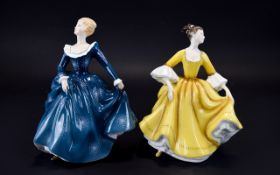 Royal Doulton Figurines ( 2 ) In Total. Comprises 1/ Stephanie HN2807, Issued 1977 - 1982. Height 7.
