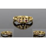 Antique - Ladies 18ct Gold Set Diamond and Garnet Dress Ring. Hallmark Chester 1903.