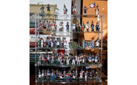 Del Prado Collection Quantity Of Lead Soldiers Displayed On A Five Shelf Perspex Display,