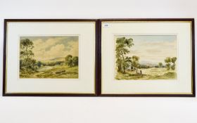 Percy Lancaster Pair Of Framed Watercolours, Country Landscapes,