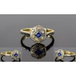 18ct Gold and Platinum Diamond and Sapphire Dress Ring.