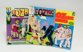 Three Issues Of cOZmic Comics Issues 1, 2 & 4 of the infamous counter culture publication. Good