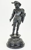 Early 20th Century Spelter Figure Of A Cavalier Raised on ebonised wood base,