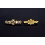 Victorian Period 15ct Gold Set Ornate Brooch with Central Diamond, Marked 15ct + a Victorian