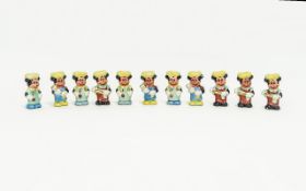Collection of Vintage Walt Disney Mickey Mouse Small Figures ( 11 ) In Total. 3 Inches High .