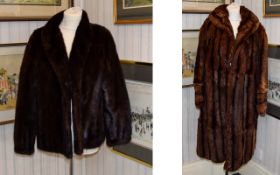 Ladies Vintage Astrakhan Coat And Mink Jacket Mid length 1960's coat with faux mink collar and