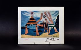 Pablo Picasso(1881-1973) Signed Lithograph Baigneuses Au Ballon Small vintage lithograph depicting