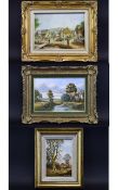 A Collection Of Framed Landscapes Three in total in gilt frames.