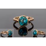 9ct Gold Single Stone Turquoise Matrix Set Dress Ring. Fully Hallmarked for 375 - 9ct Gold. 2.