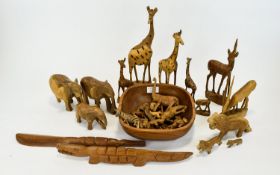 Box Containing A Quantity Of carved Wooden Animal Figures