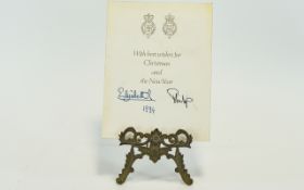 Queen Elizabeth & Phillip Autographs on Christmas Card. Dated 1994.