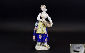 Samson - Derby Late 19th Century Nice Quality Hand Painted Porcelain Figurine of a Young Woman