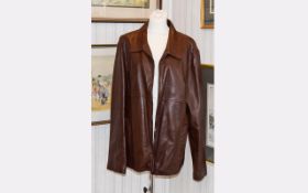 Gents Tan Quality Leather Coat. Size Large.