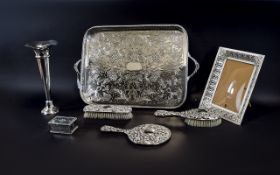 Small Collection of Silver Plated Ware including a rectangular handled tray, photo frame,