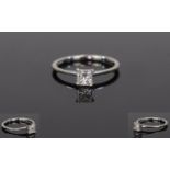 Platinum Diamond Solitaire Ring, Set With A Princess Cut Diamond, Estimated Diamond Weight .40ct,