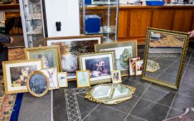 Collection of Household Items. To Include 3 Various Gilt Mirrors and Assorted Prints.