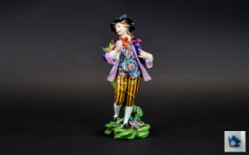 Austrian / German Fine Quality Late 19th Century Hand Painted Figurine of a Young Dandy Artist with