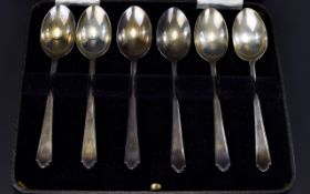 Boxed Set Of Silver Teaspoons Hallmarked for silver Sheffield 1946, housed in original fitted case,