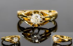 18ct Gold Top Quality Single Stone Diamond Ring In a Gypsy Setting.