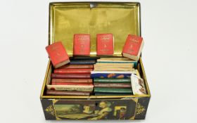 A Vintage Tin Containing Various Miniature Books Approx 30 in total to include Shakespeare's Plays,