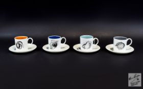 Susie Cooper Wedgewood Set of Coffee Cans and Saucers ' Black Fruits ' Design. C893/8.