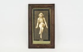 Early 20th Century Sepia Tone Hand Tinted Photographic Nude Circa 1915, depicting a seated female