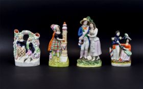 Staffordshire Very Good Collection of Mid 19th Century Painted Multi-Coloured Figure Groups ( 4 )