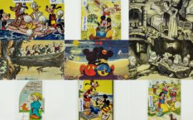 Walt Disney Interest, Album Containing A Mixed Collection Of Postcards, Stamps, First Day Covers &