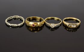 Antique 18ct Gold Diamond Set Ladies Rings ( 3 ) Three In Total. All Marked for 18ct Gold. 7.