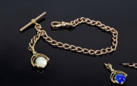 Victorian 9ct Gold Part Albert Chain Converted Into a Bracelet with T-Bar and Attached Swivel Fob.