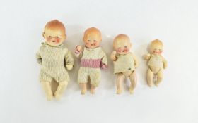 Early 20th Century Rare Bisque Infant Dolls Four in total,