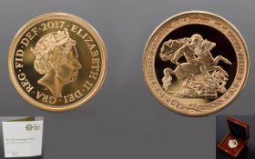 Royal Mint - Ltd Edition and Numbered Five Sovereign Piece 2017 - Brilliant Uncirculated 22ct Gold
