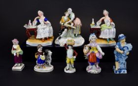 A Small Collection of Late 19th Century Hand Painted Miniature and Small Porcelain Figurines.
