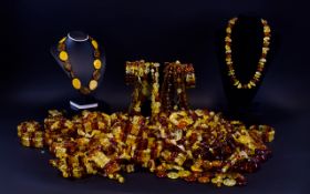 A Very Large Collection of Statement Necklaces And Bracelets to include faux amber graduating bead